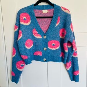 Blue and Pink Donut Pattern Sweater